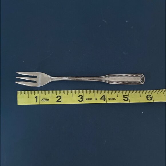 Stainless By Salem 1776 Pattern Cocktail Seafood Forks Set of 4 Flatware Beaded - Picture 6 of 6